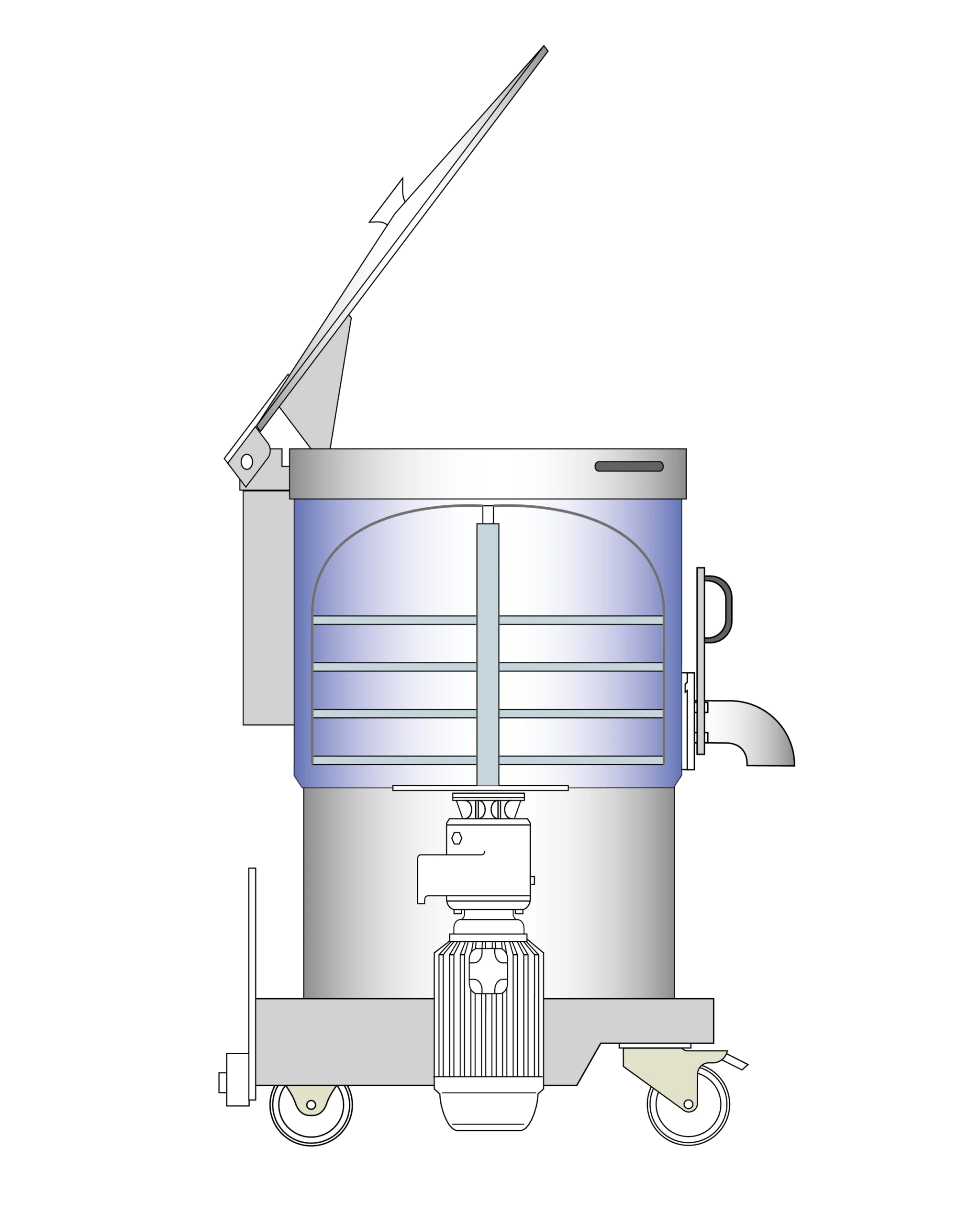 Zeichnung eines BRSSF 100 PV Sauerteig Schnell-Fermenters