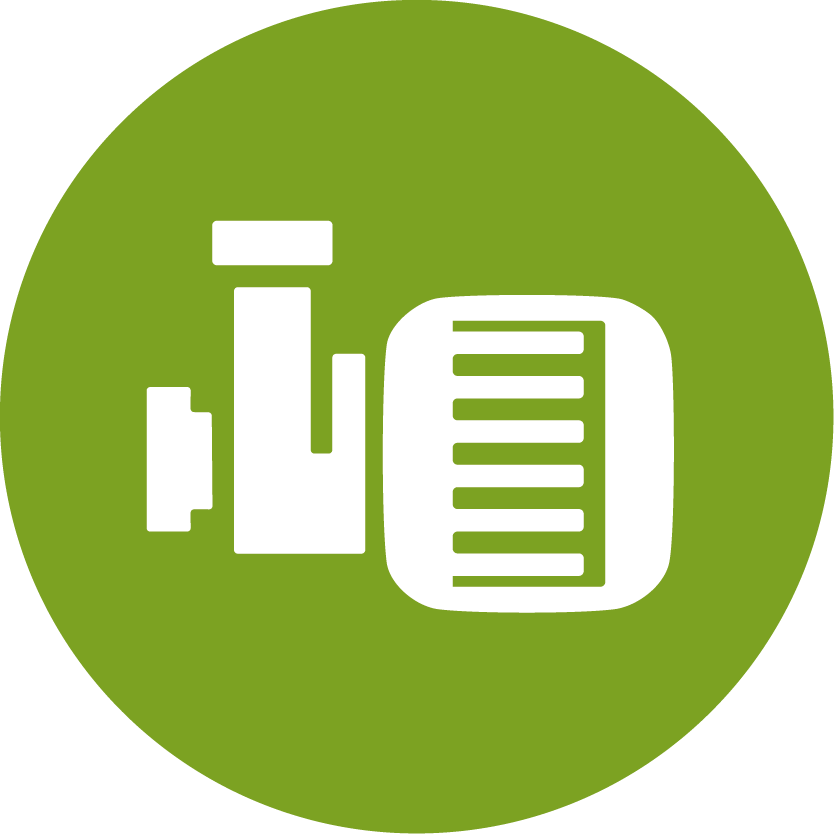 Icon einer Pumpe mit Auslaufhahn